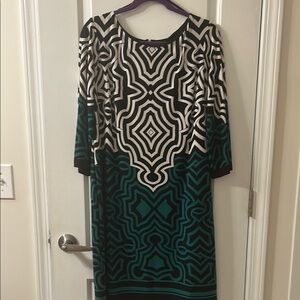 Geometric Black and Green Dress